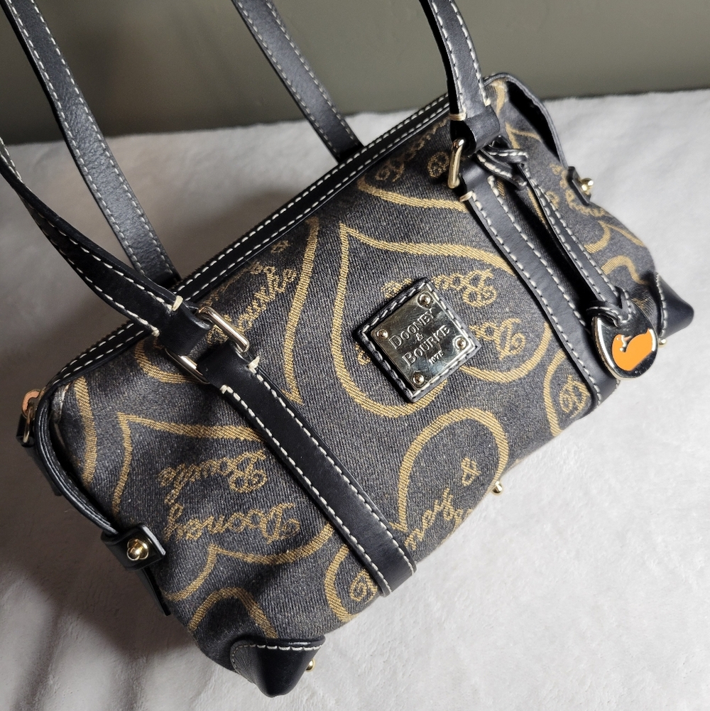 Vintage Dooney and Bourke Signature Hearts Mini Barrel Bag
